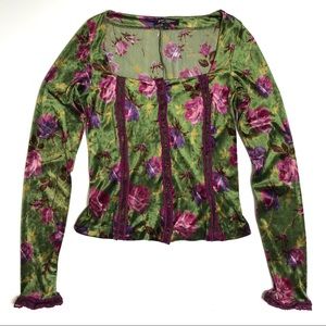 Still Available - Vintage Betsey Johnson Floral stretch Velvet Top